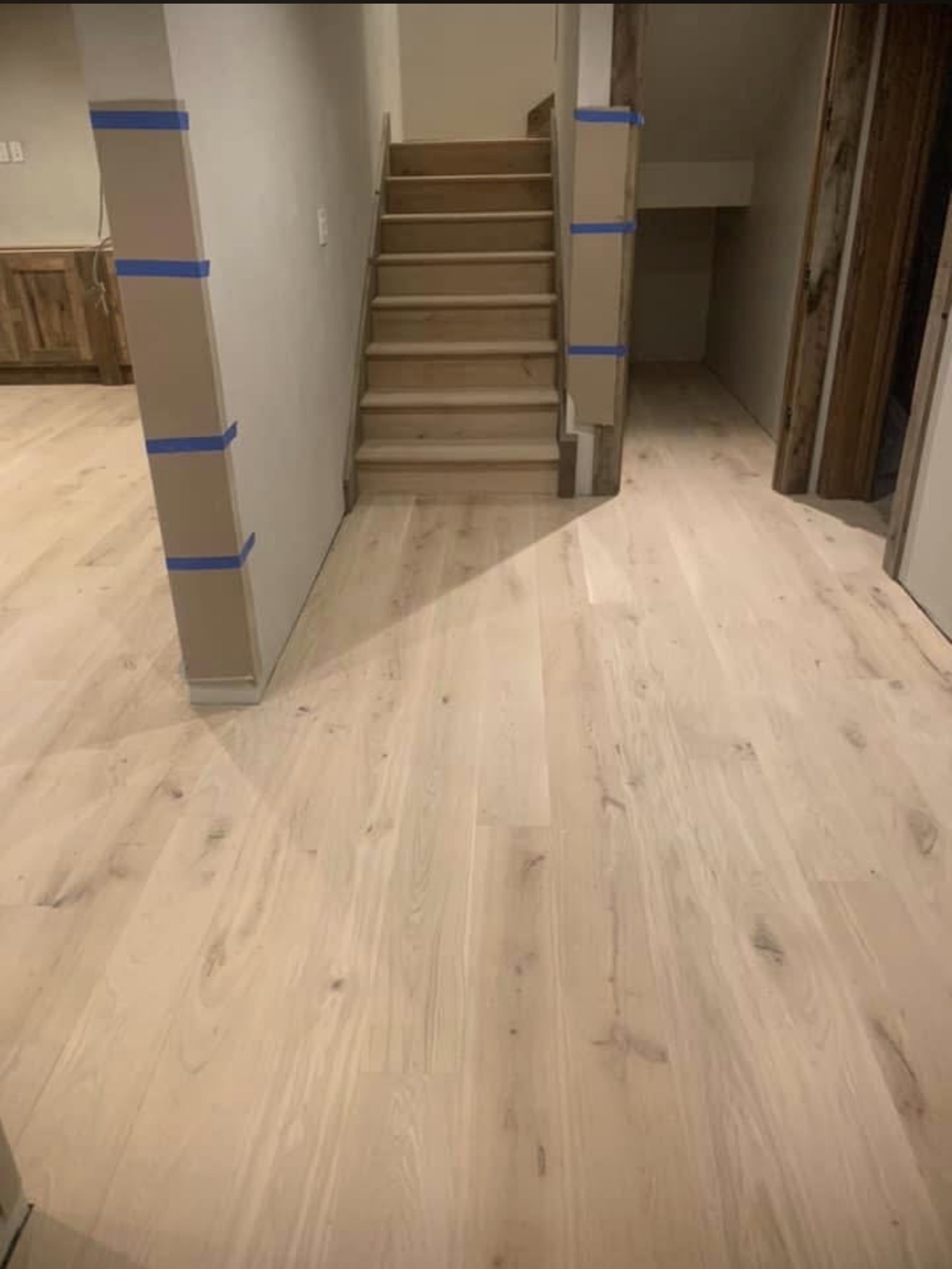 White oak wide plank stairs